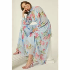 Oasis Cut Out Chiffon Balloon Sleeve Maxi Dress For Female
