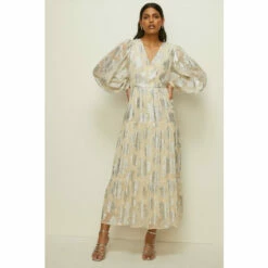 Oasis Metallic V Front Midi Dress For Female -Oasis Sales Store unnamed file 1020
