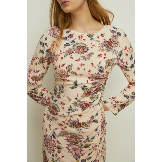 Oasis Petite Paisley Printed Ruched Side Midi Dress For Female 4 Oasis Petite Paisley Printed Ruched Side Midi Dress For Female - Image 2