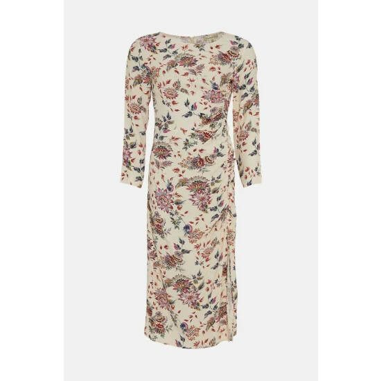 Oasis Petite Paisley Printed Ruched Side Midi Dress For Female 6 Oasis Petite Paisley Printed Ruched Side Midi Dress For Female - Image 4