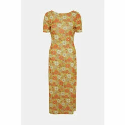 Oasis Petite Printed Mesh Tie Back Midi Dress For Female -Oasis Sales Store unnamed file 1099