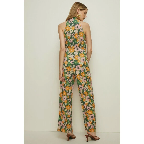 Oasis Slinky Jersey Floral Tie Neck Jumpsuit For Female 5 Oasis Slinky Jersey Floral Tie Neck Jumpsuit For Female - Image 3