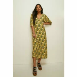 Oasis Petite Meadow Floral Puff Sleeve Midi Dress For Female