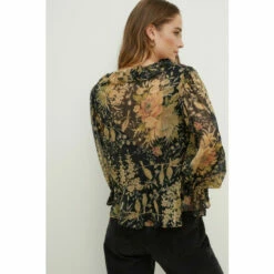 Oasis Vintage Floral Crinkle Chiffon Tie Blouse For Female -Oasis Sales Store unnamed file 1147