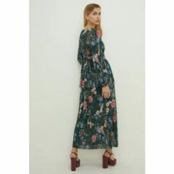 Oasis Floral Metallic Plisse Tiered Midi Dress For Female -Oasis Sales Store unnamed file 1158