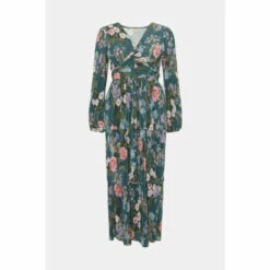 Oasis Floral Metallic Plisse Tiered Midi Dress For Female -Oasis Sales Store unnamed file 1159