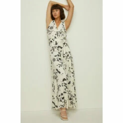 Oasis Dragonfly Print V Neck Satin Jumpsuit For Female