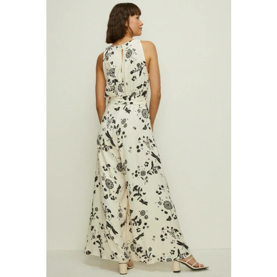 Oasis Dragonfly Print V Neck Satin Jumpsuit For Female 5 Oasis Dragonfly Print V Neck Satin Jumpsuit For Female - Image 3