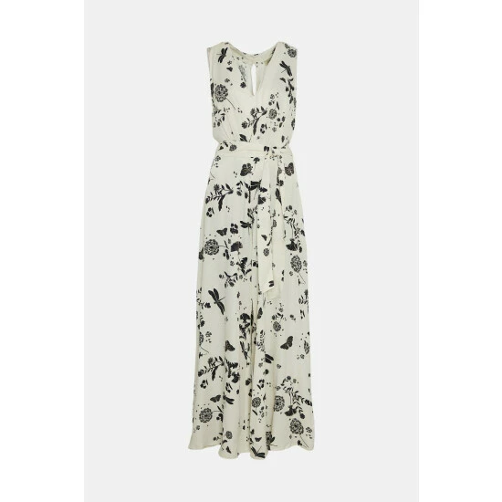 Oasis Dragonfly Print V Neck Satin Jumpsuit For Female 6 Oasis Dragonfly Print V Neck Satin Jumpsuit For Female - Image 4