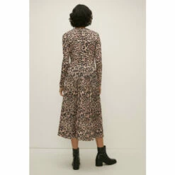 Oasis Animal Mesh Ruched Bodice Pleated Midi Dress For Female -Oasis Sales Store unnamed file 1213