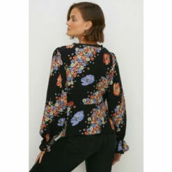 Oasis Lace Trim V Neck Diagonal Floral Tea Blouse For Female -Oasis Sales Store unnamed file 1239