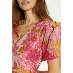 Oasis Puff Sleeve Floral Jacquard Mini Dress For Female -Oasis Sales Store unnamed file 124