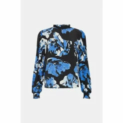 Oasis Large Scale Floral Printed Shirred Cuff Top For Female -Oasis Sales Store unnamed file 1245