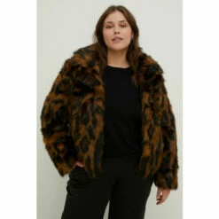 Oasis Plus Size Animal Faux Fur Collared Coat For Female -Oasis Sales Store unnamed file 1254