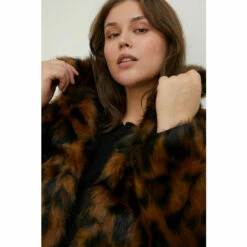 Oasis Plus Size Animal Faux Fur Collared Coat For Female -Oasis Sales Store unnamed file 1257