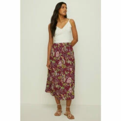 Oasis Petite Berry Floral Printed Pleated Skirt For Female -Oasis Sales Store unnamed file 1282