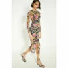 Oasis Paisley Floral Mesh Ruched Long Sleeve Midi Dress For Female -Oasis Sales Store unnamed file 1294