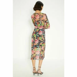 Oasis Paisley Floral Mesh Ruched Long Sleeve Midi Dress For Female -Oasis Sales Store unnamed file 1296