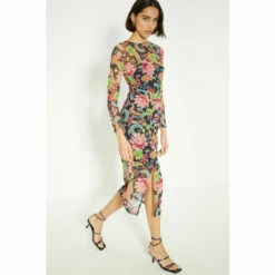 Oasis Paisley Floral Mesh Ruched Long Sleeve Midi Dress For Female -Oasis Sales Store unnamed file 1299