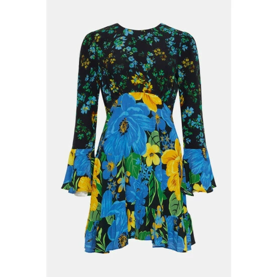 Oasis Patch Print Bold Floral Mini Dress For Female 6 Oasis Patch Print Bold Floral Mini Dress For Female - Image 4