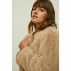 Oasis Plus Size Recycled Faux Fur Collarless Coat For Female -Oasis Sales Store unnamed file 1329