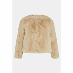 Oasis Plus Size Recycled Faux Fur Collarless Coat For Female -Oasis Sales Store unnamed file 1331