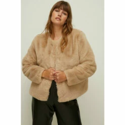 Oasis Plus Size Recycled Faux Fur Collarless Coat For Female -Oasis Sales Store unnamed file 1332