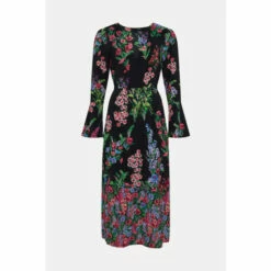 Oasis Placement Border Floral Midi Dress For Female -Oasis Sales Store unnamed file 134
