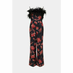 Oasis Faux Feather Detail Bardot Jumpsuit For Female -Oasis Sales Store unnamed file 1369