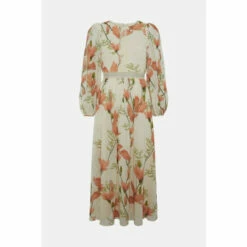 Oasis Magnolia Floral Lace Balloon Sleeve Midi Dress For Female -Oasis Sales Store unnamed file 139