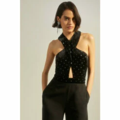 Oasis Velvet Sparkle 2 In 1 Halter Neck Jumpsuit For Female