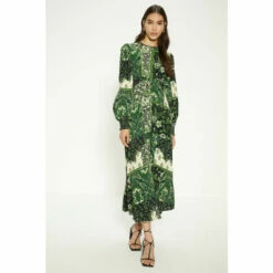 Oasis Paisley Patch Trim Detail Shirred Cuff Midi Dress For Female -Oasis Sales Store unnamed file 1439