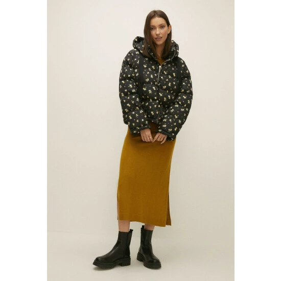 Oasis Printed Zip Through Padded Coat For Female 3 Oasis Printed Zip Through Padded Coat For Female
