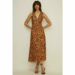 Oasis Animal Print Vneck Sleeveless Tailored Midi For Female
