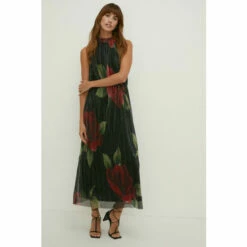 Oasis Glitter Plisse Floral Halter Neck Maxi Dress For Female -Oasis Sales Store unnamed file 1495