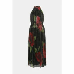 Oasis Glitter Plisse Floral Halter Neck Maxi Dress For Female -Oasis Sales Store unnamed file 1497