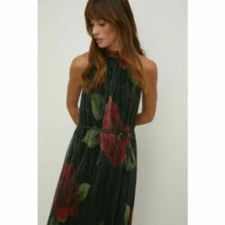 Oasis Glitter Plisse Floral Halter Neck Maxi Dress For Female -Oasis Sales Store unnamed file 1499