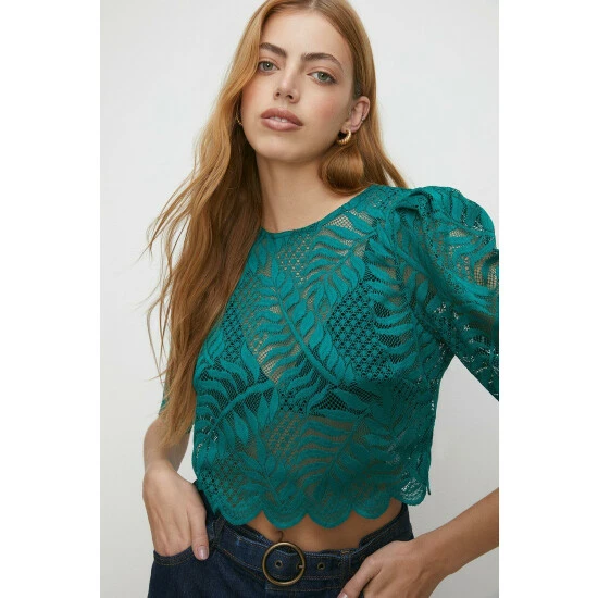 Oasis Lace Scalloped Crop Top Co-ord For Female 9 Oasis Lace Scalloped Crop Top Co-ord For Female - Image 7