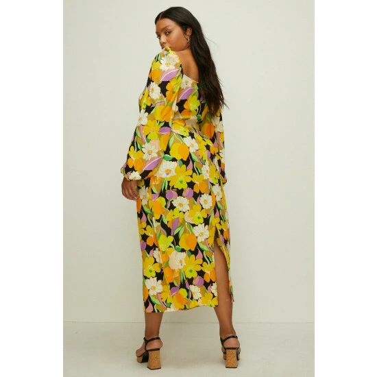 Oasis Plus Size Graphic Floral Tie Front Midi Dress For Female 5 Oasis Plus Size Graphic Floral Tie Front Midi Dress For Female - Image 3