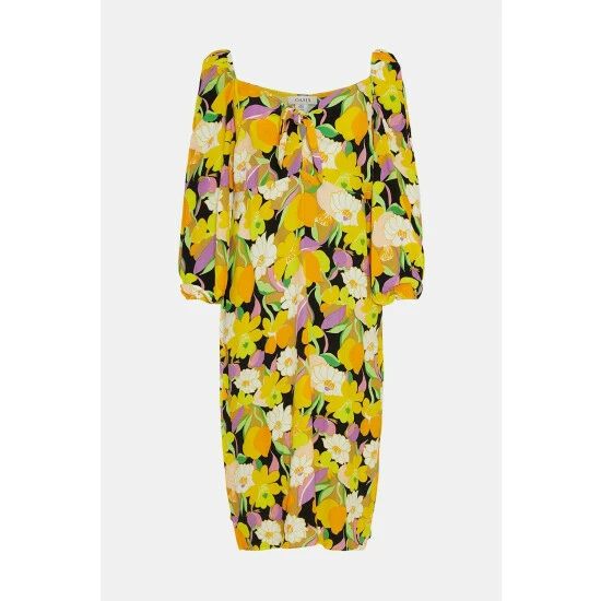 Oasis Plus Size Graphic Floral Tie Front Midi Dress For Female 6 Oasis Plus Size Graphic Floral Tie Front Midi Dress For Female - Image 4