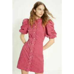 Oasis Cord Scallop Puff Sleeve Mini Dress For Female -Oasis Sales Store unnamed file 160