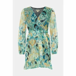 Oasis Jacquard Plisse Mock Wrap Mini Dress For Female -Oasis Sales Store unnamed file 1604