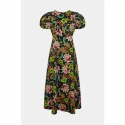 Oasis Petite Carnival Printed Puff Sleeve Dress For Female -Oasis Sales Store unnamed file 1619
