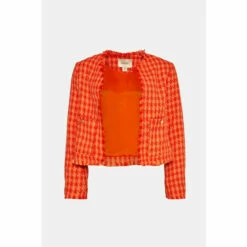 Oasis Petite Check Tweed Fringed Blazer For Female -Oasis Sales Store unnamed file 164