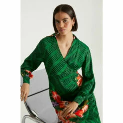 Oasis X Print Sisters Ruched Side Shirt Dress For Female