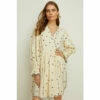 Oasis Rachel Stevens Linen Mix Scallop Printed Spot Dress For Female