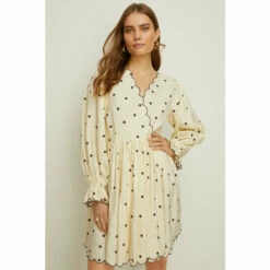 Oasis Rachel Stevens Linen Mix Scallop Printed Spot Dress For Female -Oasis Sales Store unnamed file 1653