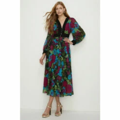 Oasis Floral Lace V Neck Dobby Midaxi Dress For Female