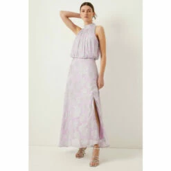 Oasis Metallic Halter Neck Midi Dress For Female -Oasis Sales Store unnamed file 1684