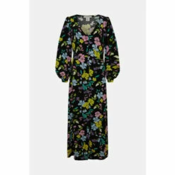 Oasis Petite Neon Floral Printed V Neck Midi Dress For Female -Oasis Sales Store unnamed file 1689